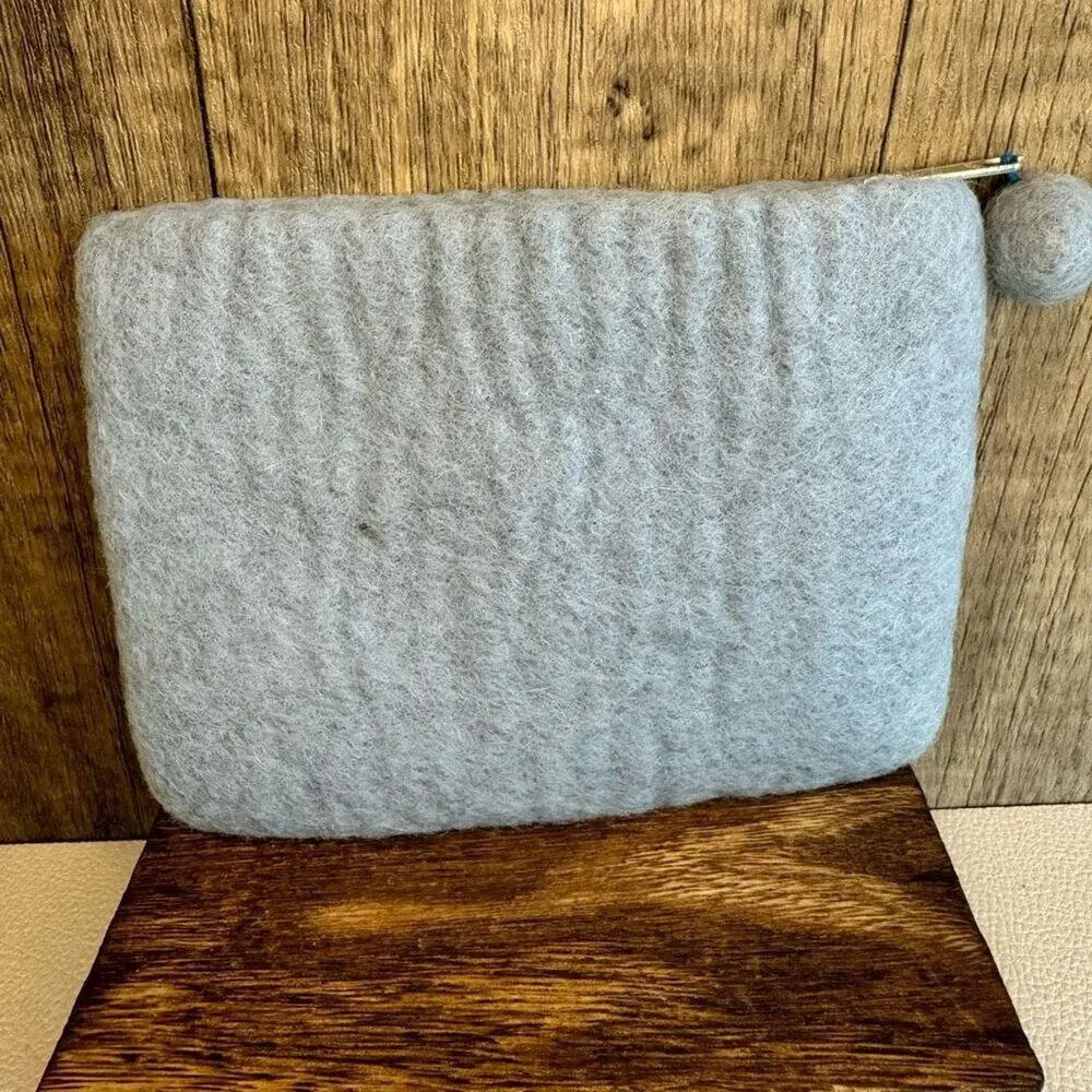 Felted Wool Coin Purse Light Blue Sparkly Wallet Key Holder  New FAST SHIP